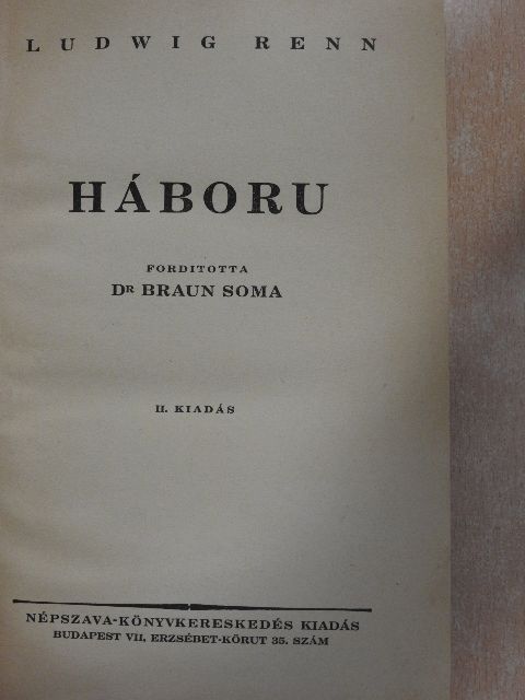 Ludwig Renn - Háboru [antikvár]