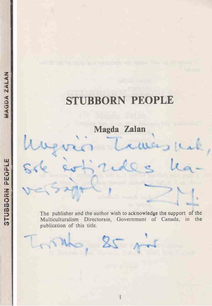 Magda Zalan - Stubborn People (dedikált) [antikvár]