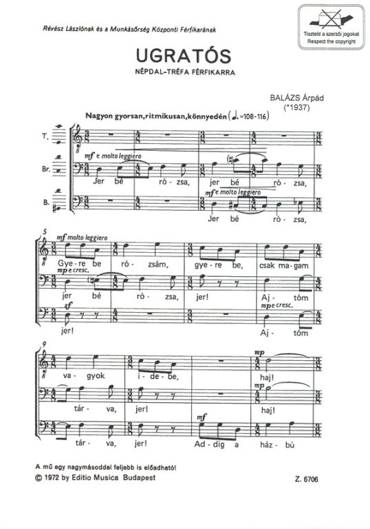 BALÁZS ÁRPÁD - UGRATÓS - NÉPDAL TRÉFA FÉRFIKARRA