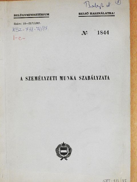 A személyzeti munka szabályzata [antikvár]