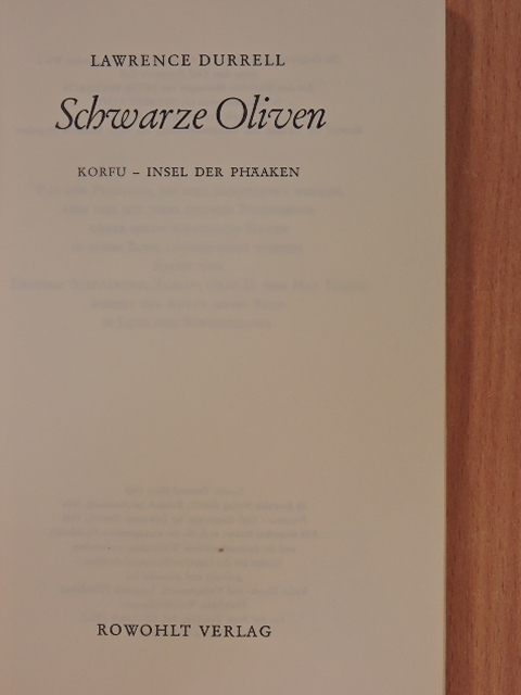 Lawrence Durrell - Schwarze Oliven [antikvár]