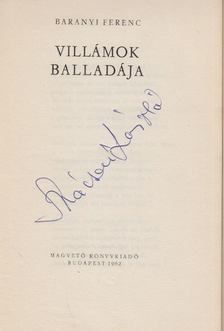 Dr. Baranyai Ferenc - Villámok balladája (aláírt) [antikvár]