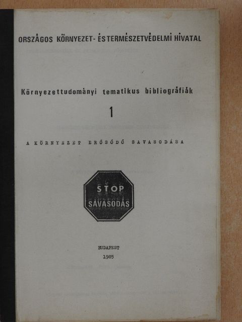 Környezettudományi tematikus bibliográfiák 1. [antikvár]