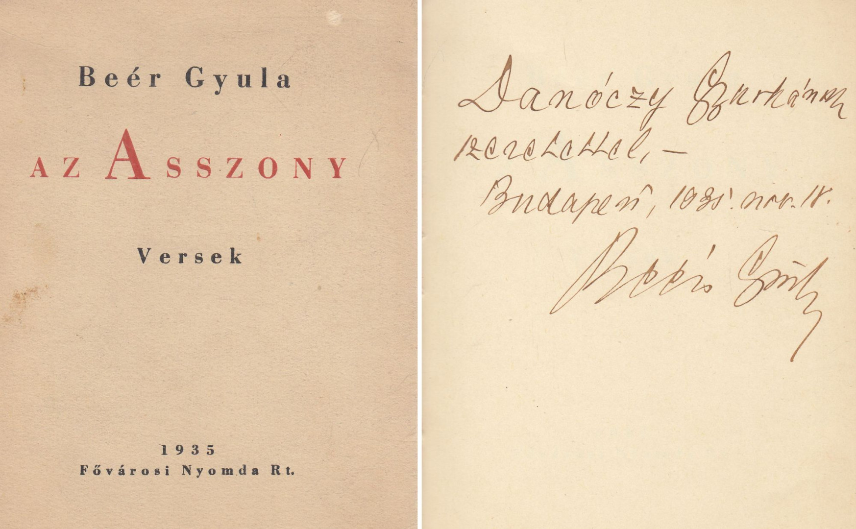 Beér Gyula - Az Asszony (dedikált) [antikvár]