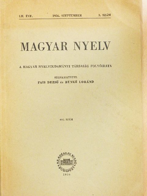 Fogarasi Miklós - Magyar Nyelv 1956. szeptember [antikvár]
