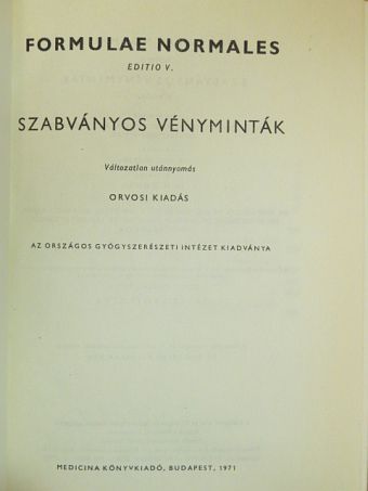 Dr. Szilágyi Géza - Formulae Normales V. [antikvár]