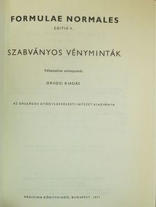 Dr. Szilágyi Géza - Formulae Normales V. [antikvár]