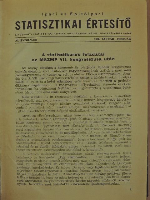 Alberti György - Ipari és Építőipari Statisztikai Értesítő 1960. január-december [antikvár]