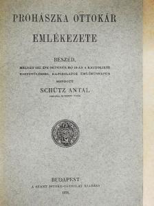 Schütz Antal - Prohászka Ottokár emlékezete [antikvár]