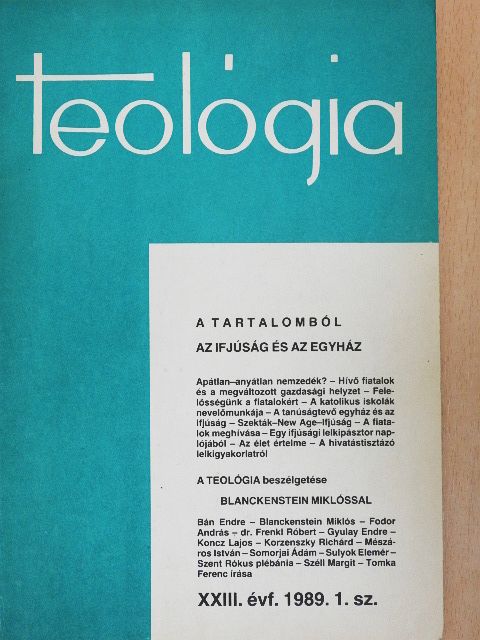 Bán Endre - Teológia 1989/1. [antikvár]