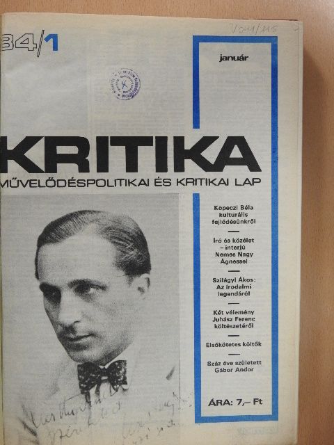 Aczél György - Kritika 1984. január-december [antikvár]