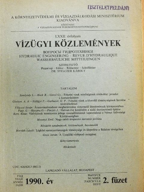 Gresz István - Vízügyi Közlemények 1990/2. [antikvár]