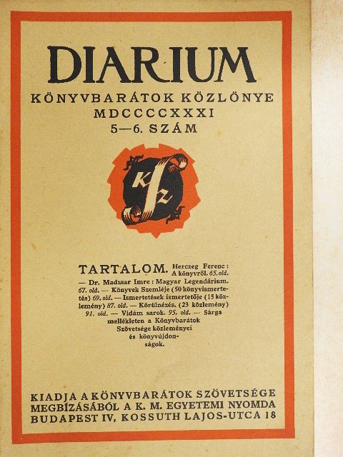 Dr. Madzsar Imre - Diarium 1931/5-6. [antikvár]