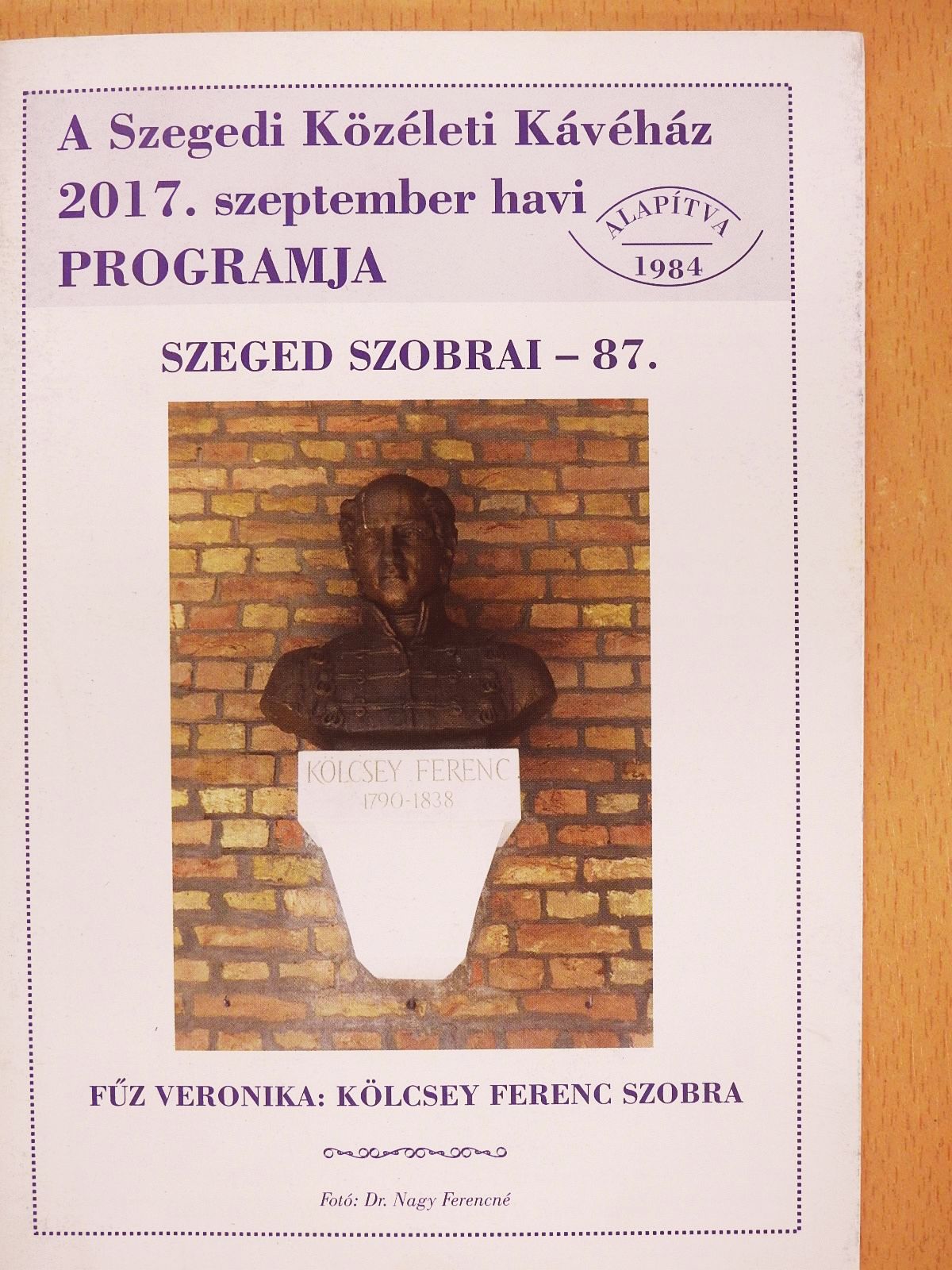 Hajdrik József - A Szegedi Közéleti Kávéház 2017. szeptember havi programja [antikvár]