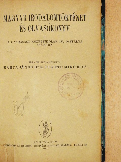 Dr. Barta János - Magyar irodalomtörténet és olvasókönyv II. [antikvár]