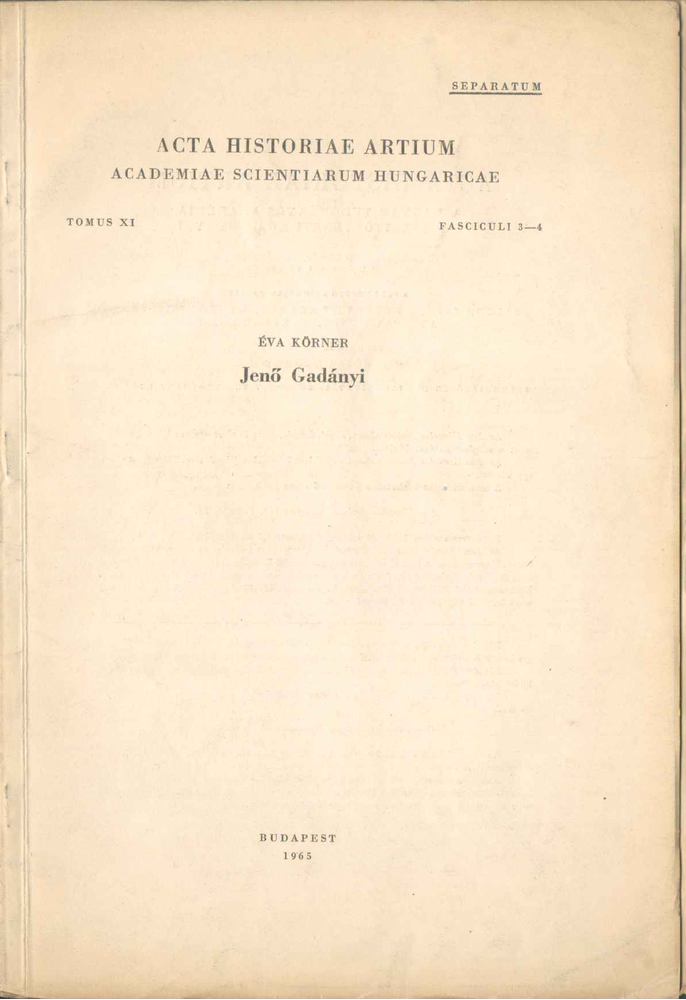 KÖRNER ÉVA - Jenő Gadányi [antikvár]