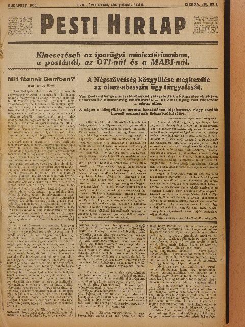 Bethlen Margit - Pesti Hirlap 1936. (nem teljes évfolyam) (rossz állapotú) [antikvár]