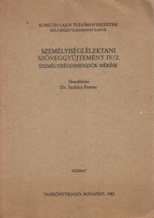 Dr. Szakács Ferenc - Személyiséglélektani szöveggyűjtemény IV/2. [antikvár]