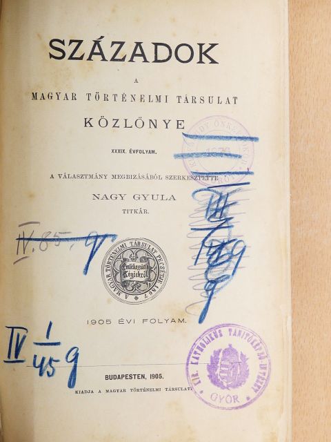 A. C. Sturdza - Századok 1905/1-10. [antikvár]
