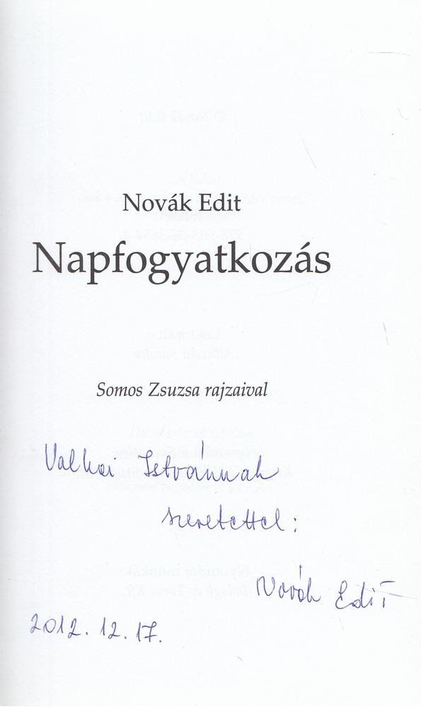 Novák Edit - Napfogyatkozás (dedikált) [antikvár]