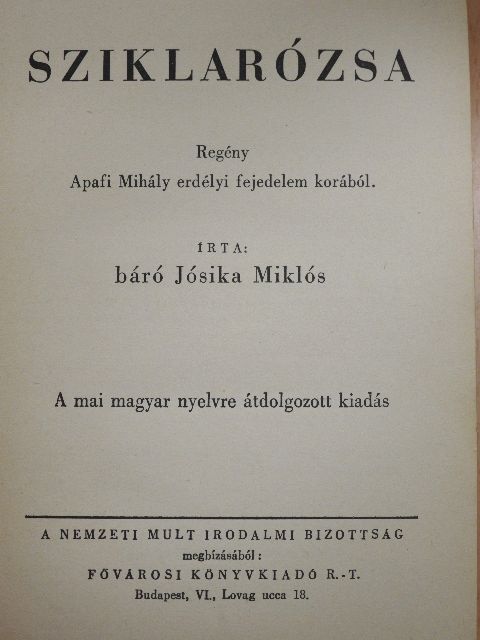 Báró Jósika Miklós - Sziklarózsa [antikvár]