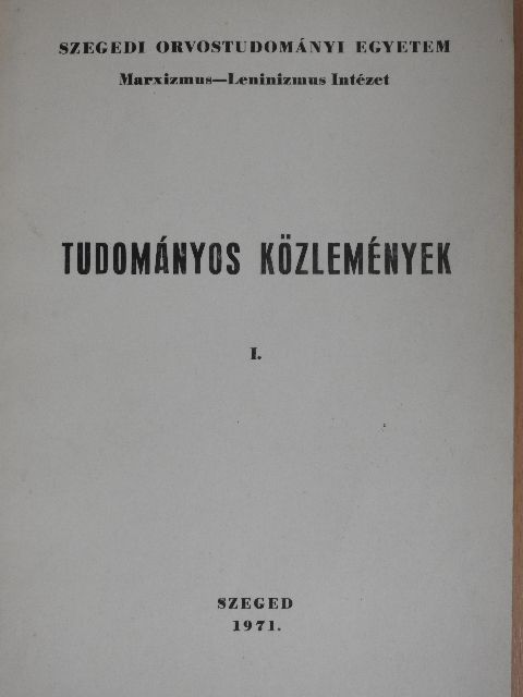 Bessenyi Sándor - Tudományos közlemények I.  [antikvár]