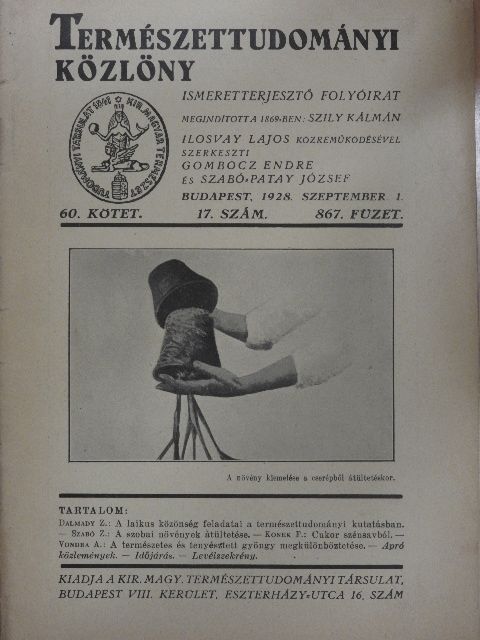 Dalmady Z. - Természettudományi Közlöny 1928. szeptember 1. [antikvár]