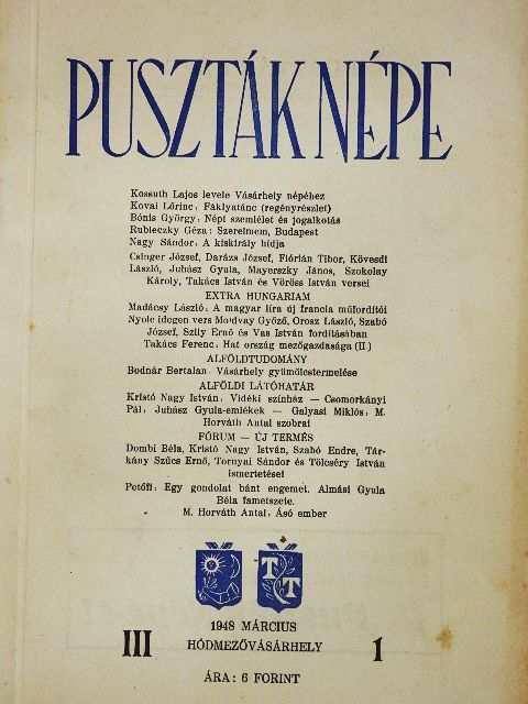 Bodnár Bertalan - Puszták népe 1948. március [antikvár]