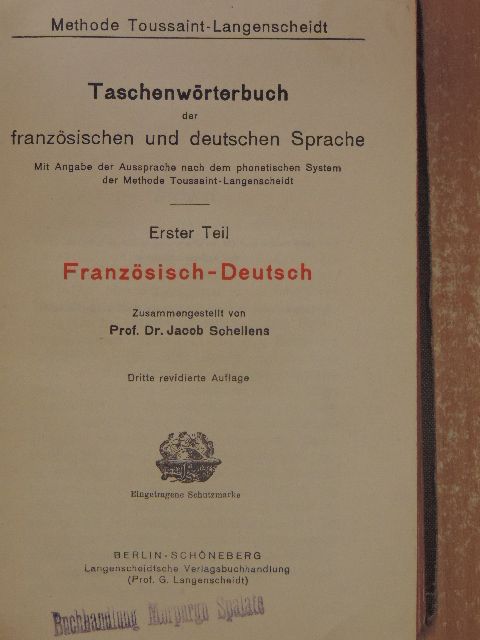 Taschenwörterbuch der französischen und deutschen Sprache I. [antikvár]