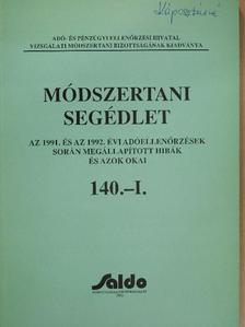 Dr. Czár Menyhért - Módszertani segédlet - Az 1991. és az 1992. évi adóellenőrzések során megállapított hibák és azok okai [antikvár]