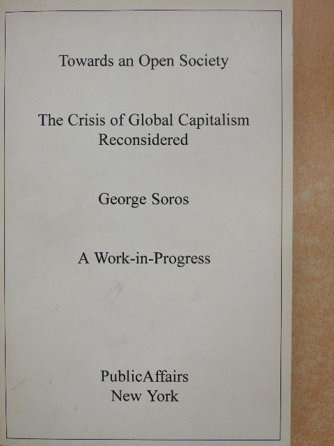 George Soros - The Crisis of Global Capitalism Reconsidered [antikvár]
