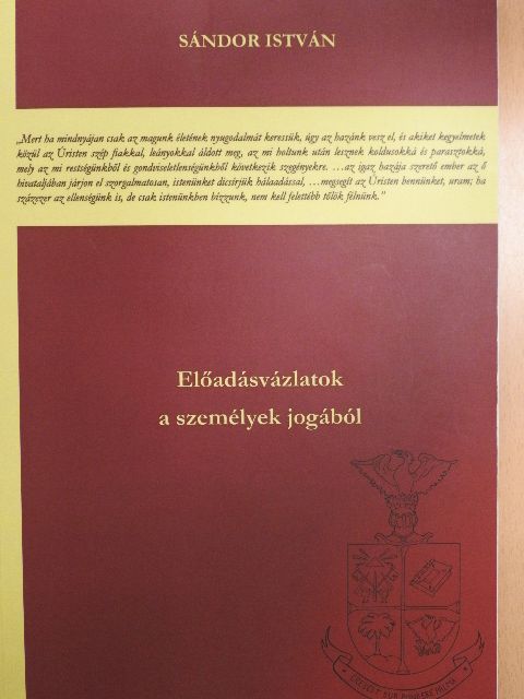 Dr. Sándor István - Előadásvázlatok a személyek jogából [antikvár]