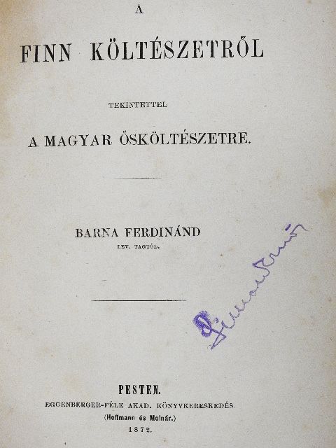 Barna Ferdinánd - A finn költészetről [antikvár]