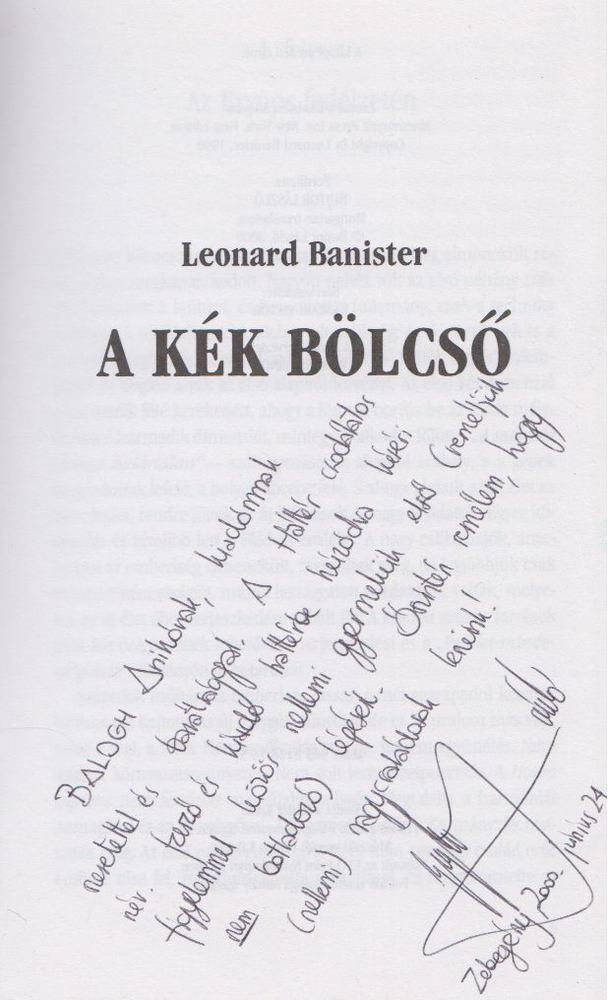 Leonard Banister - A kék bölcső (Dedikált) [antikvár]