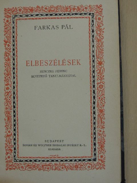 Farkas Pál - Elbeszélések [antikvár]