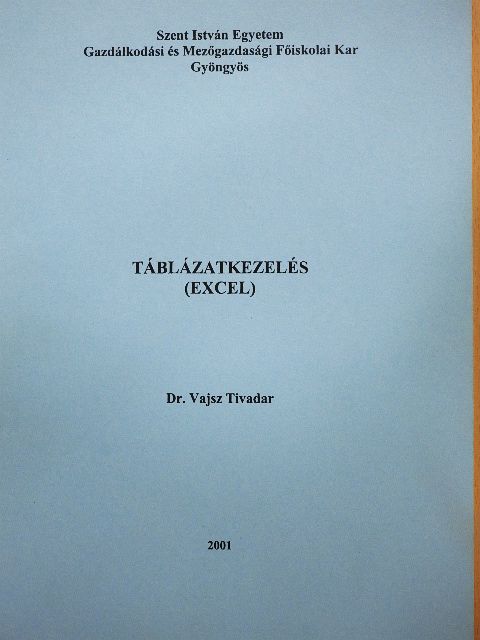 Dr. Vajsz Tivadar - Táblázatkezelés (Excel) [antikvár]