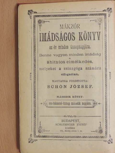 Mákzór imádságos könyv az év minden ünnepnapjára II. [antikvár]