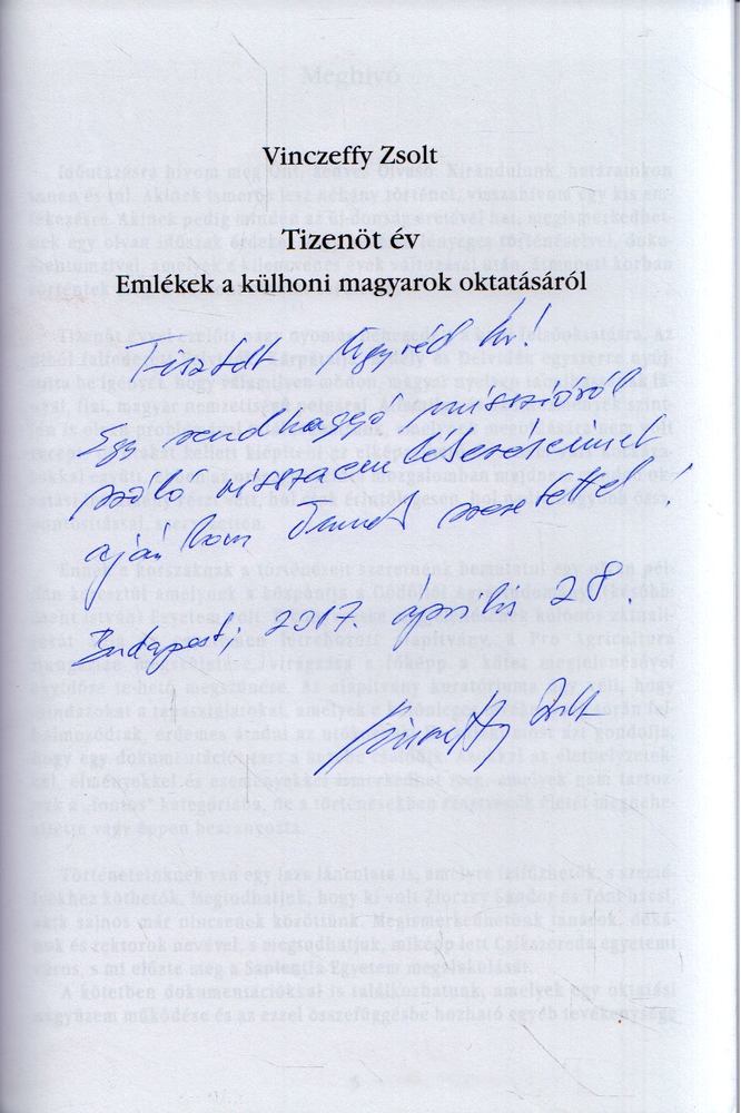 Vinczeffy Zsolt - Tizenöt év (dedikált) [antikvár]