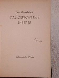 Gertrud von le Fort - Das Gericht des Meeres [antikvár]