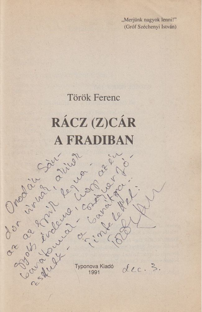 Török Ferenc - Rácz (Z)cár a Fradiban (dedikált) [antikvár]
