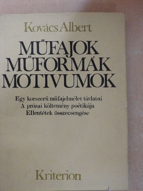 Kovács Albert - Műfajok, műformák, motívumok [antikvár]
