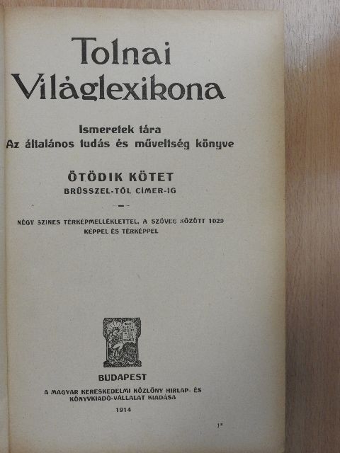 Tolnai Világlexikona V. (töredék) [antikvár]