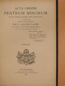 C. Card. Mazzella - Acta Ordinis Fratrum Minorum Januarii-Decembris 1899. [antikvár]