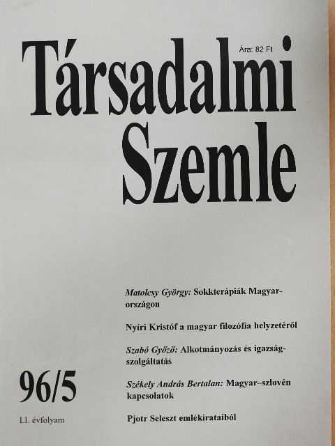 Gazdag Ferenc - Társadalmi Szemle 1996. május [antikvár]