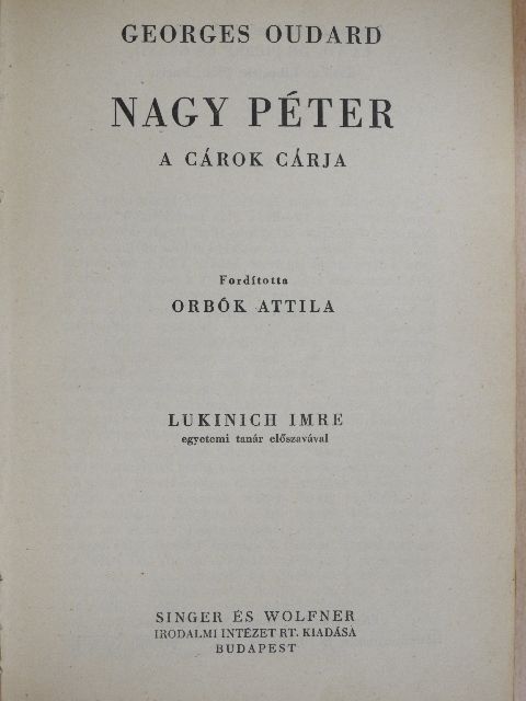 Georges Oudard - Nagy Péter [antikvár]