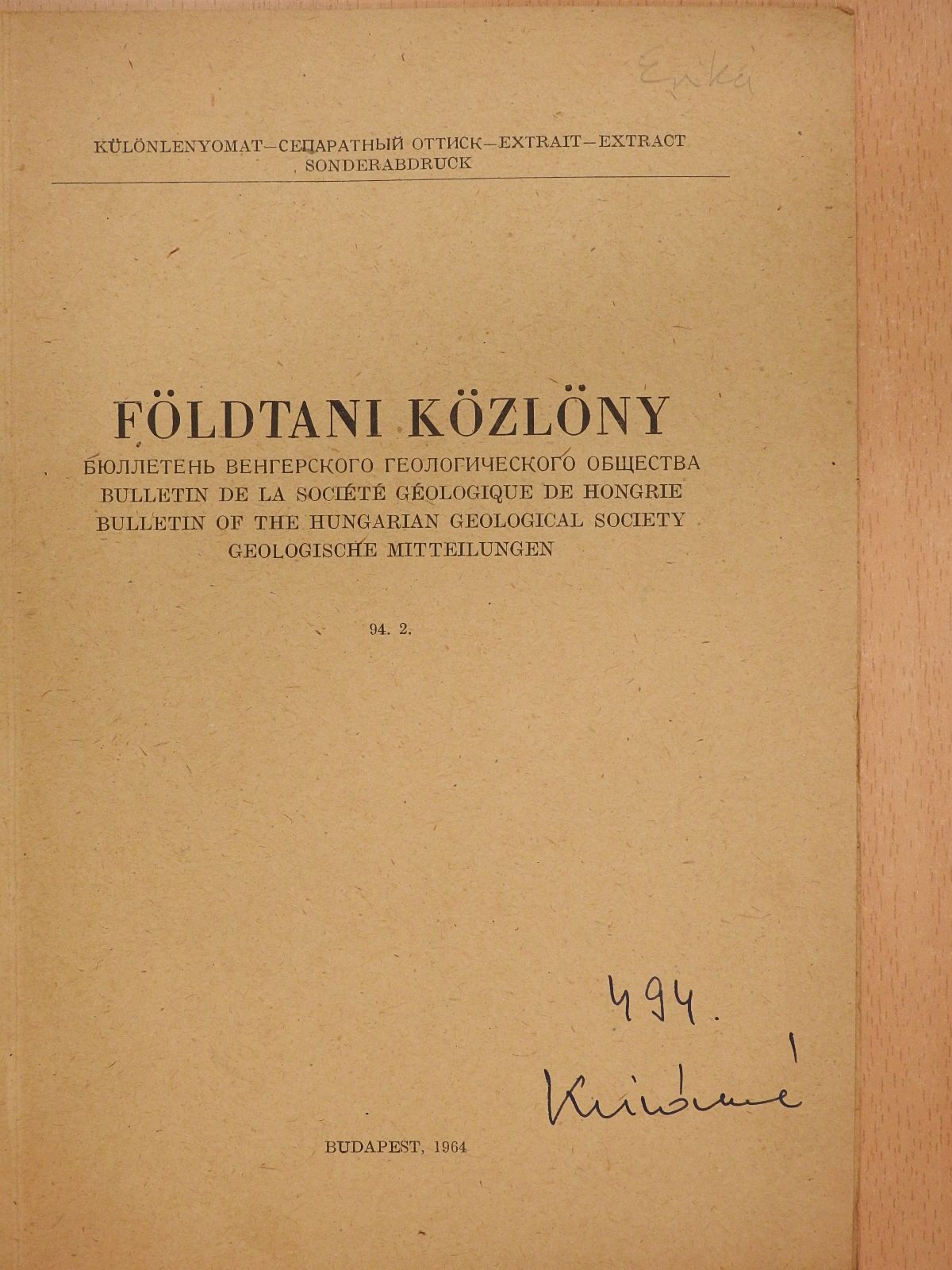 Dr. Siposs Zoltán - Adatok az Esztergom vidéki oligocén képződmények fácies viszonyaihoz (dedikált példány) [antikvár]