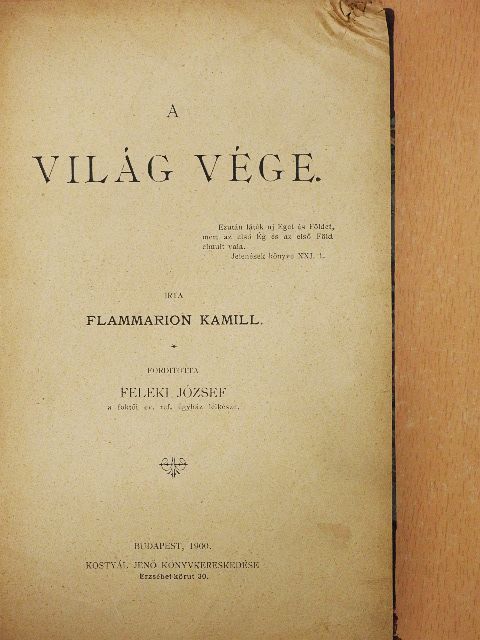 Flammarion Kamill - A világ vége (rossz állapotú) [antikvár]