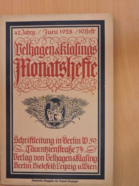 Bernhard Gunther - Velhagen & Klasings Monatshefte Juni 1928. (gótbetűs) [antikvár]