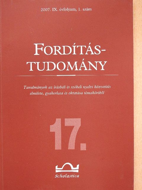 Fóris Ágota - Fordítástudomány 2007/1. [antikvár]