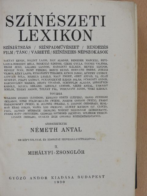 Színészeti lexikon II. (töredék) [antikvár]